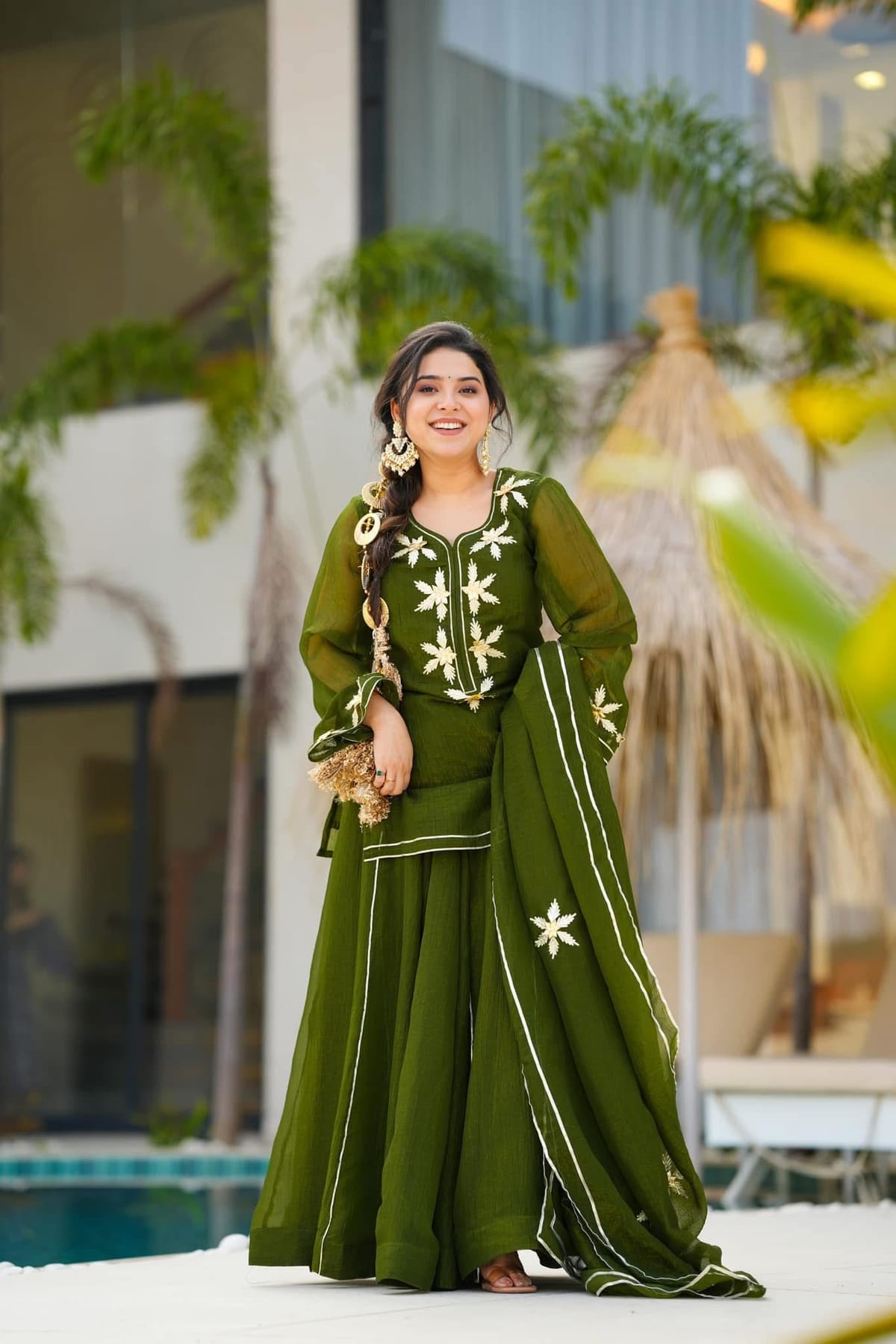 Green kurta palazzo set