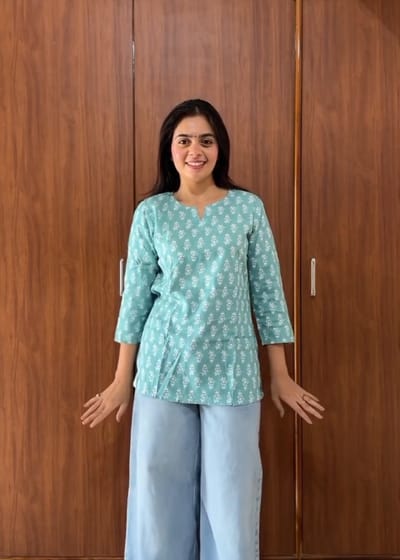 Aqua Blue Short Kurti_img_0
