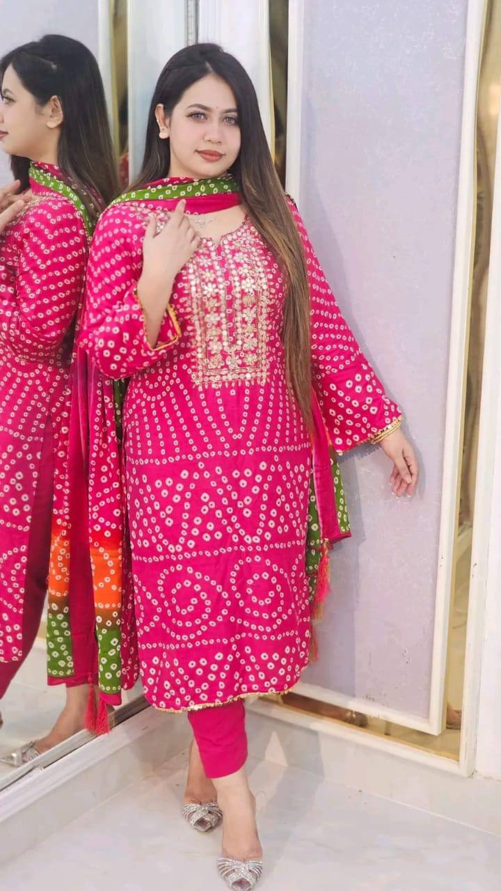Chunri three-piece (hot pink)