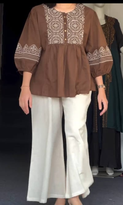 Short kurta With Palazzo Pant (Coffee)_img_0