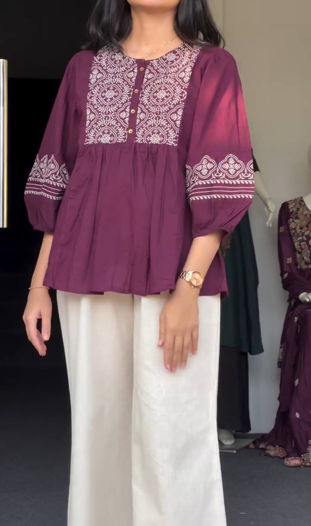 Short kurta With Palazzo Pant (Purple)